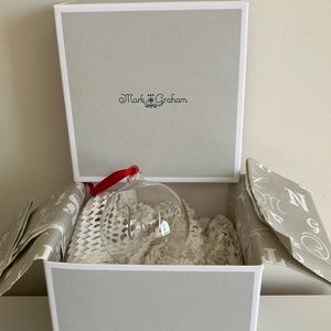 Mark & Graham Clear Glass “W” Ornament